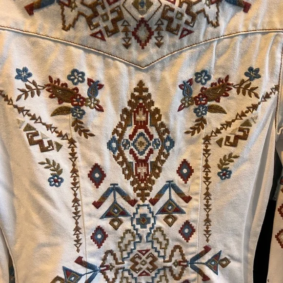 StetsonEmbroidered White Long Sleeve Dress Small - Picture 10 of 10